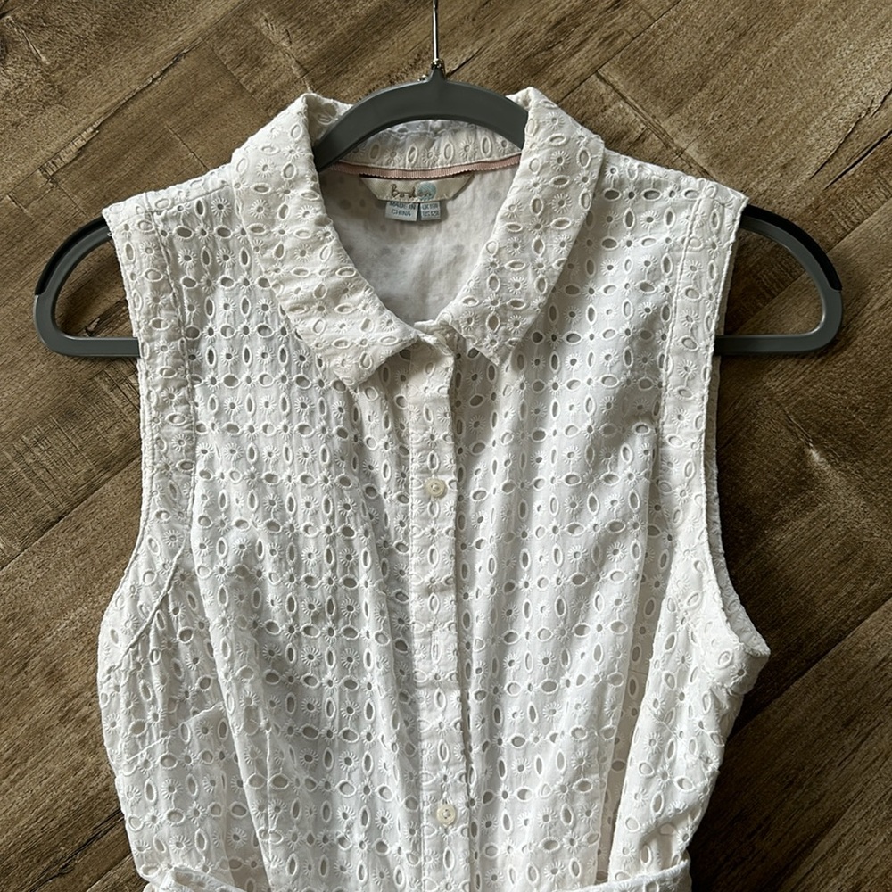 Boden white eyelet sleeveless dress 12R - Picture 5 of 11